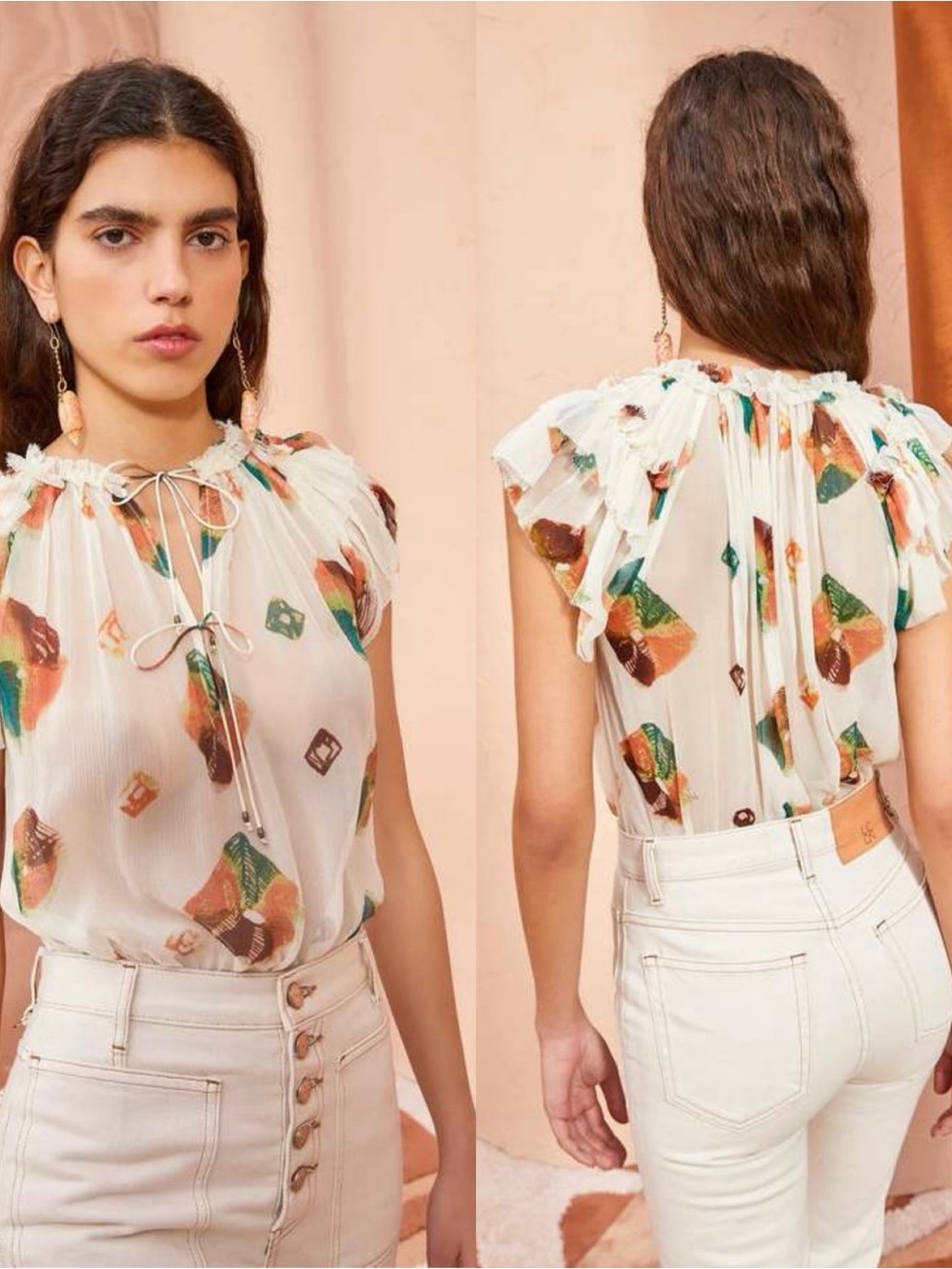 Ulla Johnson Marilyn Silk Top in Aurora Print Size 6